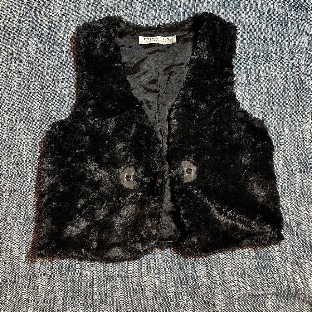 Trina Turk Cropped Faux Fur Vest